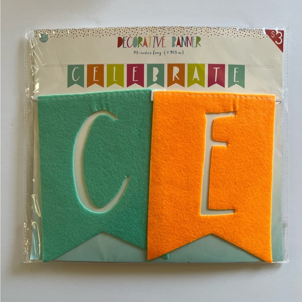 CELEBRATE Decorative Neon Felt Banner 75” Party Banner Bright Celebration Decor - Picture 1 of 2